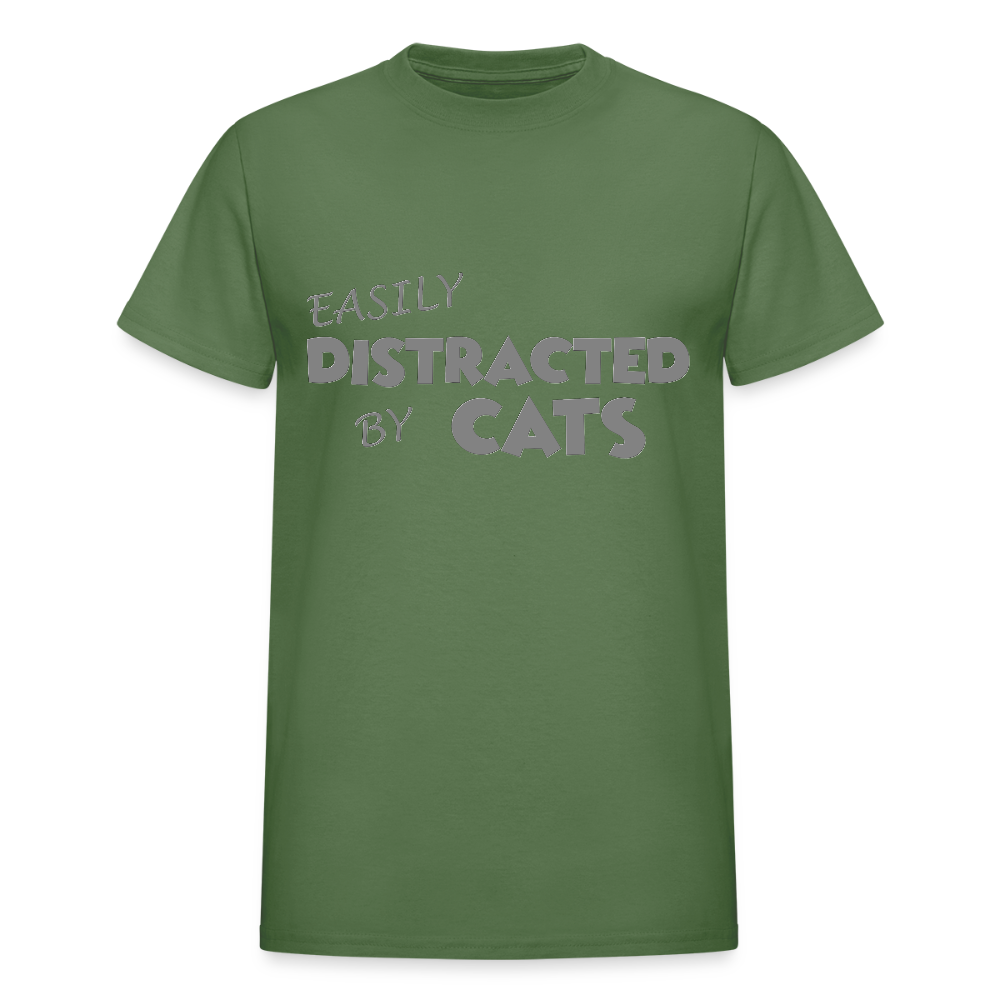 Easily Distracted By Cats Shirt, Cat Lover Shirt, Cat Lover T-Shirt, Funny Cat Shirt, Cat Saying Shirt, Cat Slogan Shirt, Cat Tee - military green