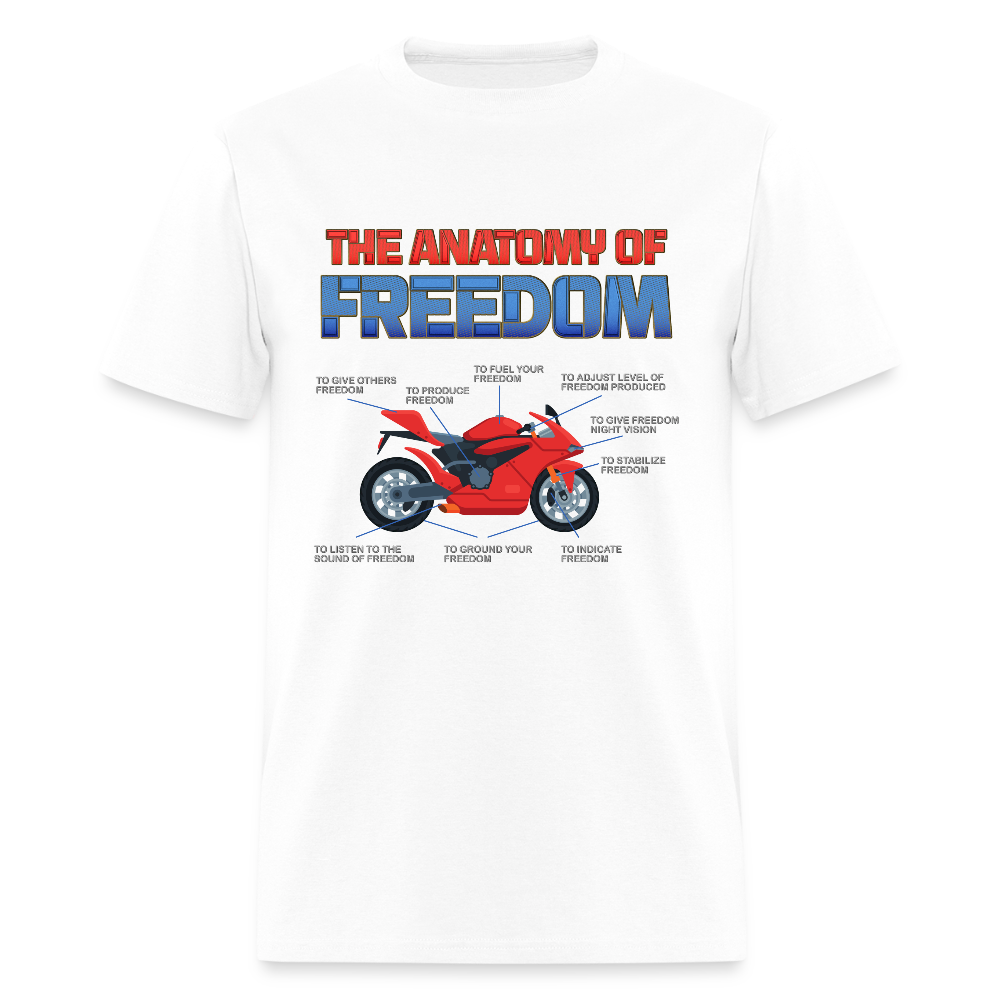 Motorcycle Gift, The Anatomy Of Freedom Shirt, Biker Lover Gift, Gift For Biker, Motor Cross, Motorcycle Anatomy - white