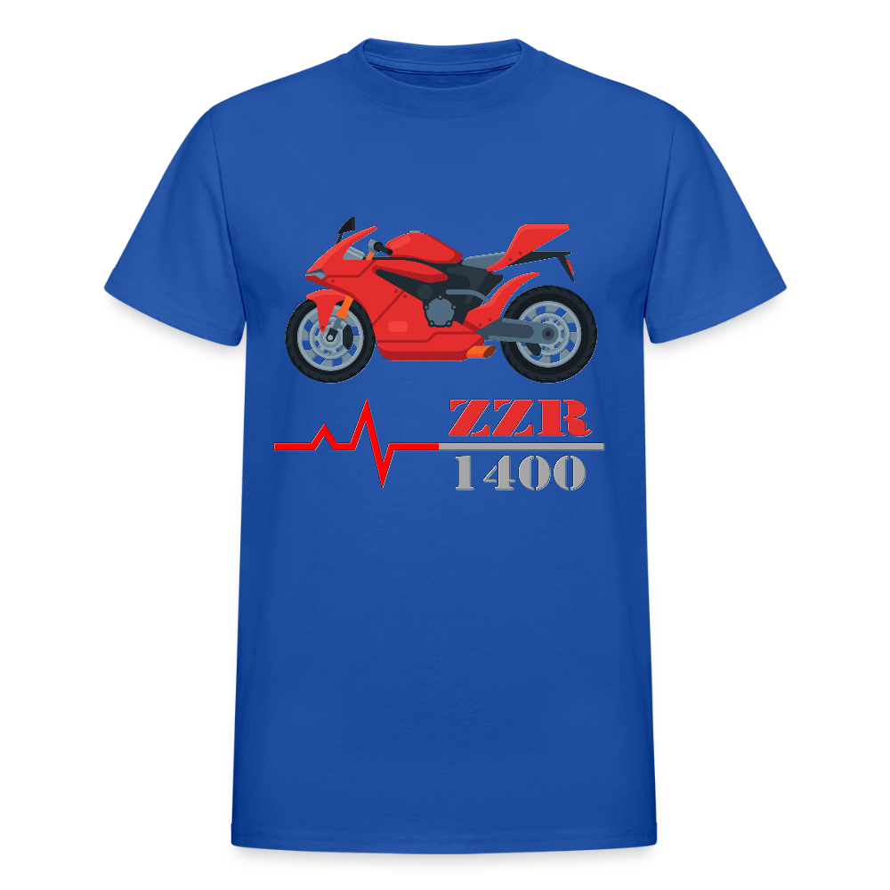 Motorcycle Heartbeat ZZR 1400 T-Shirt - Best Sports Bike Gift Idea For Him Her Boys Girls Tee - royal blue