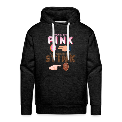 Adult Humor Shirt, The Shocker Symbol Hoodie, Inappropriate adult sexual humor, 2 in the pink, 1 in the stink, butt play anal joke, Two, One - charcoal grey