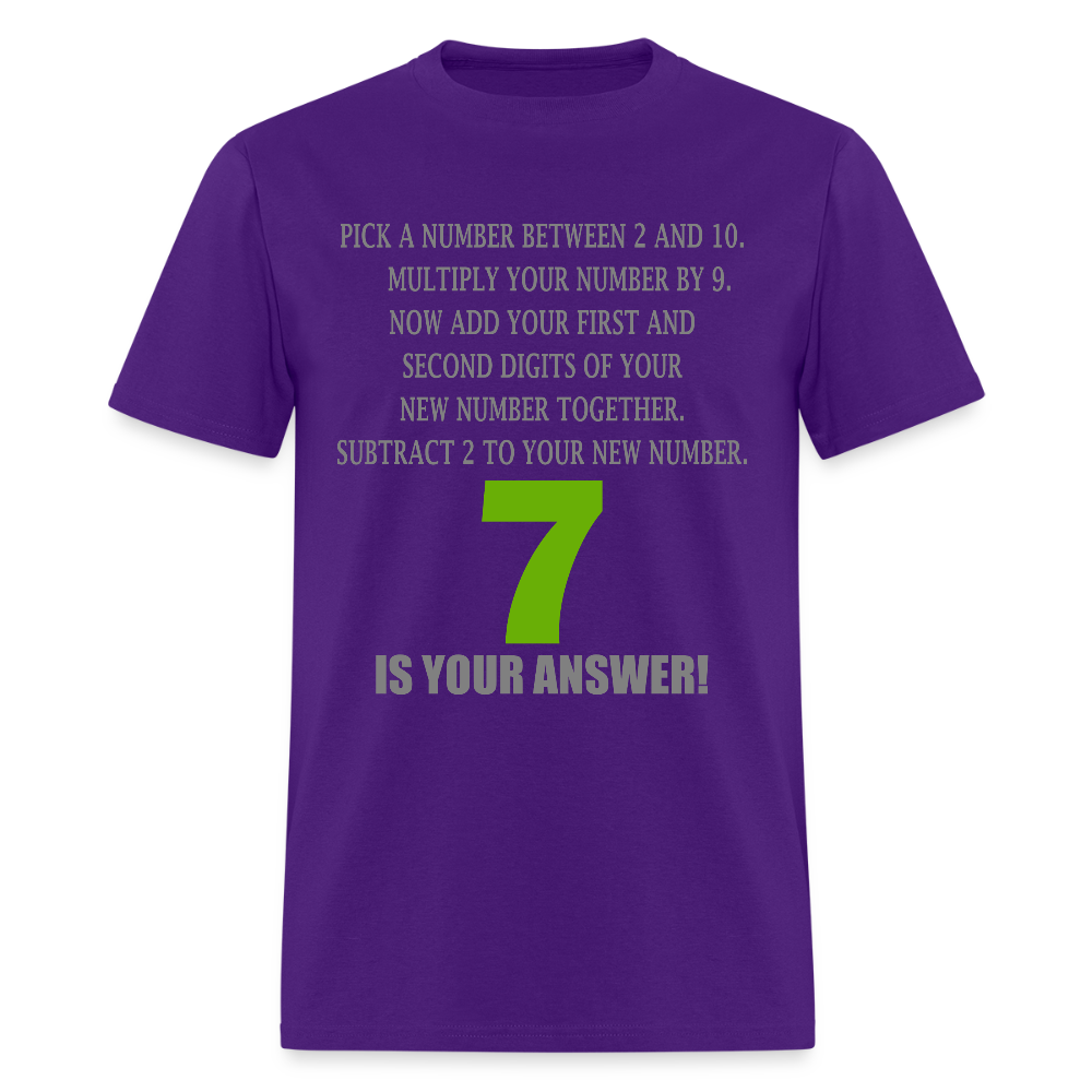 Problem Solving Math Teacher Shirt, Mathematics Shirt, Funny Joke Shirt, Answer Quote Lucky 7 Shirt, Mind Reading Sarcastic Cool - purple