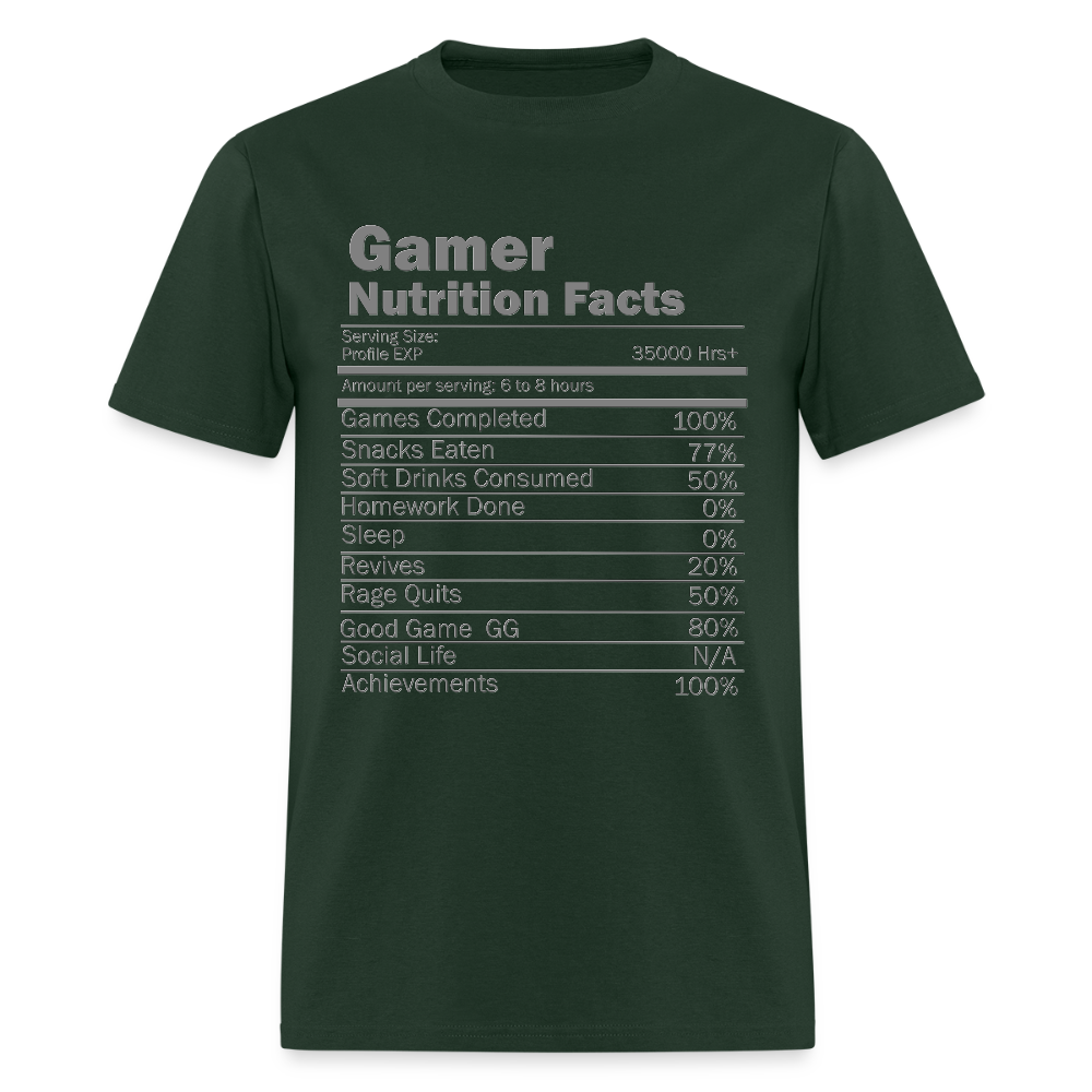 Gamer Nutrition Facts Video Game Shirt, Birthday Gift, Valentine Gift Gift For Gamer, Gamer Gift, Valentine's Day Gift, Gift For Him - forest green