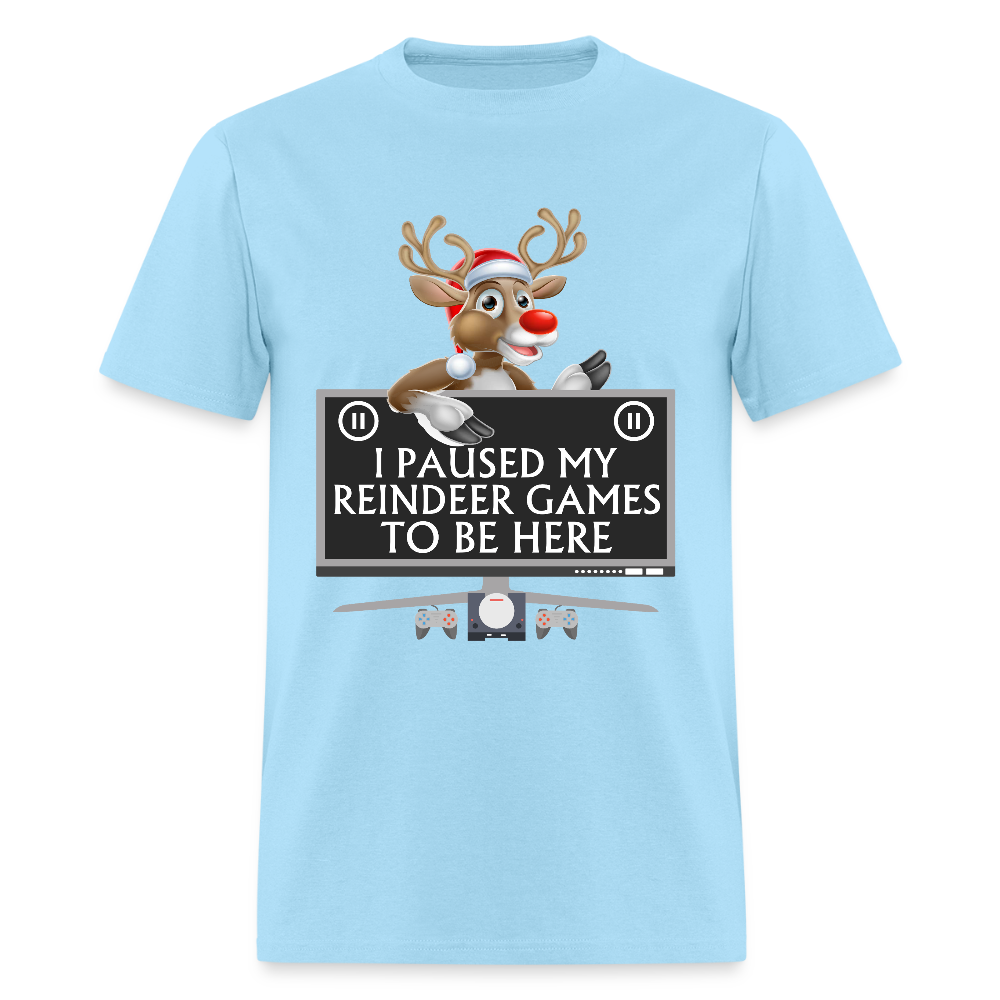I Paused My Reindeer Game To Be Here Shirt, Gamer Shirt, Christmas Valentines Gift, Gamer Gift, Funny Gaming Shirt, Brothers Gift, Rudolph The Red Nose Reindeer Shirt. - powder blue