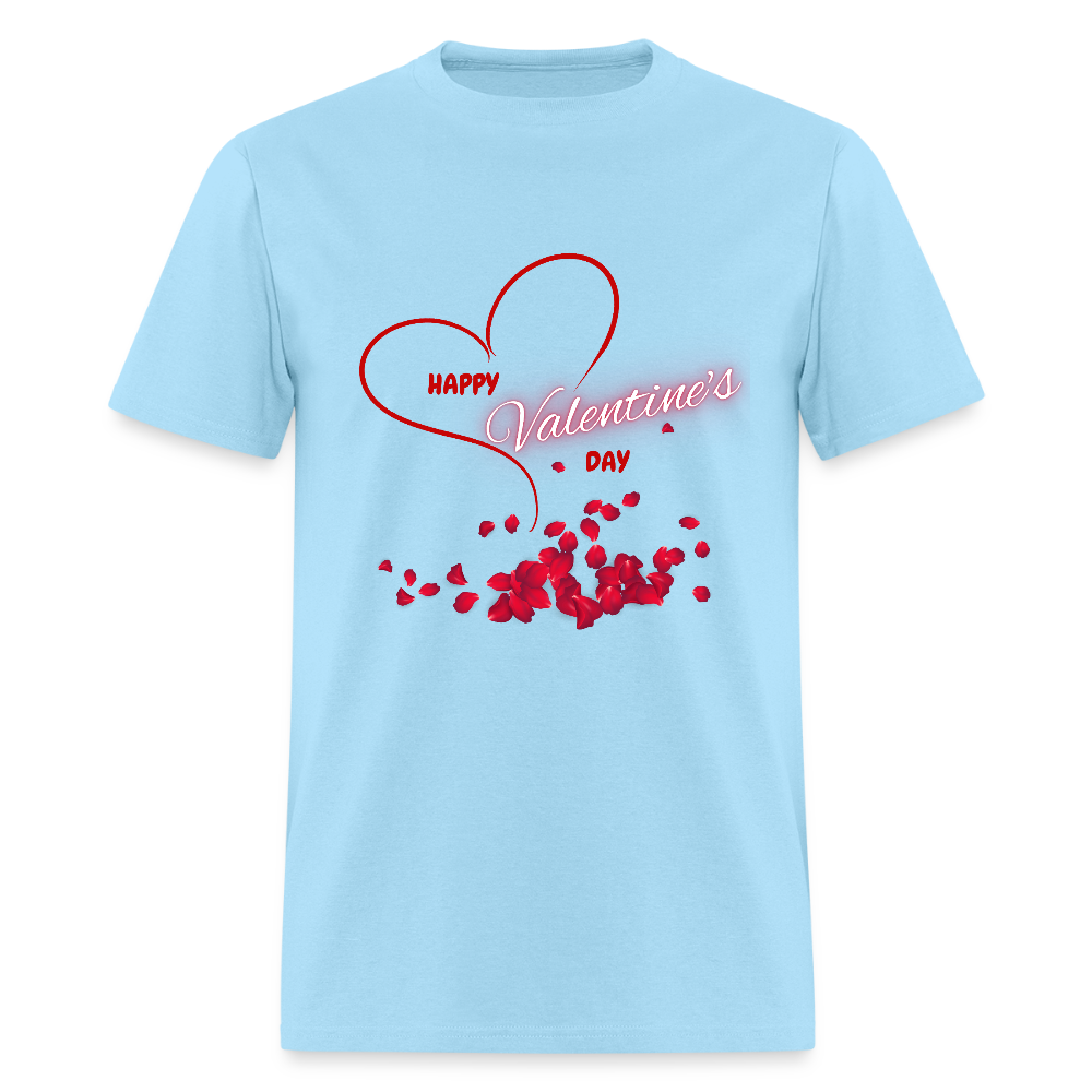 Happy Valentines Day Shirt, Valentines Day Gift,  Valentine For Him Her, Hearts, Rose Petals, Happy Valentines Day Gift, Men Valentines Day Gift, Women Valentine Gift - powder blue