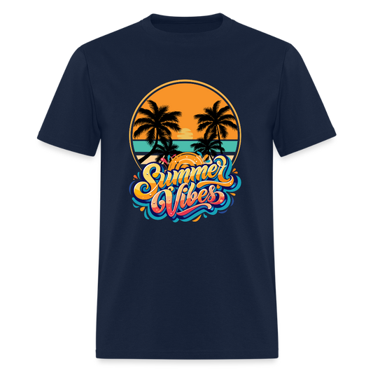 Summer Vibes Shirt, Vacation Holiday T-Shirt, Sunshine Shirt, Palm Tree T-Shirt, Beach Shirt, Vacation Holiday Shirt, Birthday Gift idea, Father Day Gift, Mothers Day Gift, Gift For Him, Gift For Her, Vacation Gift Idea - navy