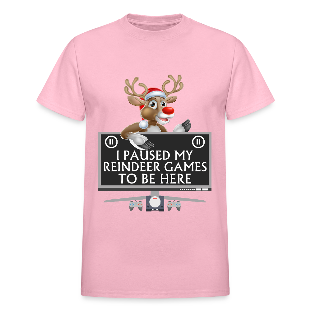 I Paused My Reindeer Game To Be Here Shirt, Gamer Shirt, Christmas Valentines Gift, Gamer Gift, Funny Gaming Shirt, Brothers Gift, Rudolph The Red Nose Reindeer Shirt. - light pink