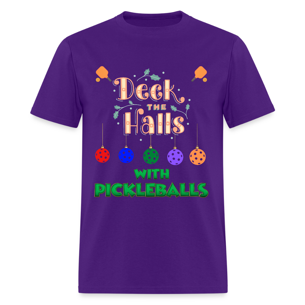 Deck The Halls With Pickleballs, Pickleball, Pickleball Player, Pickleball Christmas, Pickleball Paddle, funny pickleball Shirt - purple