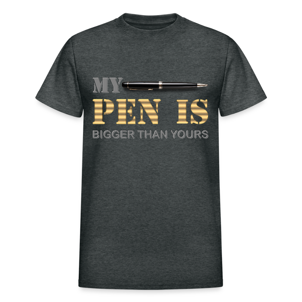 My Pen Is Bigger Than Yours Shirt, Funny Penis Shirt, Sex Saying Quote Gift Idea Tee T-Shirt, Valentines Day Gift For Him, Adult Humor, The Shocker Symbol - deep heather