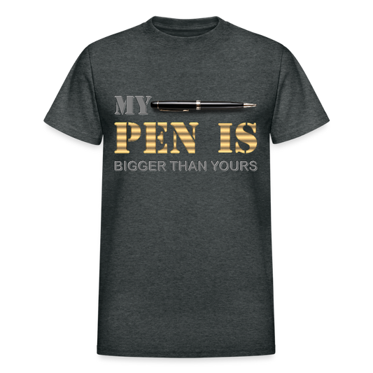 My Pen Is Bigger Than Yours Shirt, Funny Penis Shirt, Sex Saying Quote Gift Idea Tee T-Shirt, Valentines Day Gift For Him, Adult Humor, The Shocker Symbol - deep heather