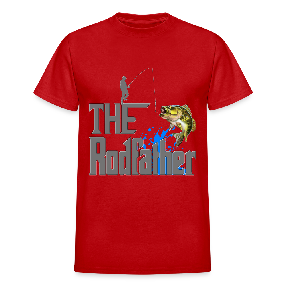 The Rodfather T-Shirt, Funny Fishing, Fishing Rod Shirt, Lake Lover Shirt, Fishing Gift For Men, Dad Fishing Shirt, Father Day Shirt - red