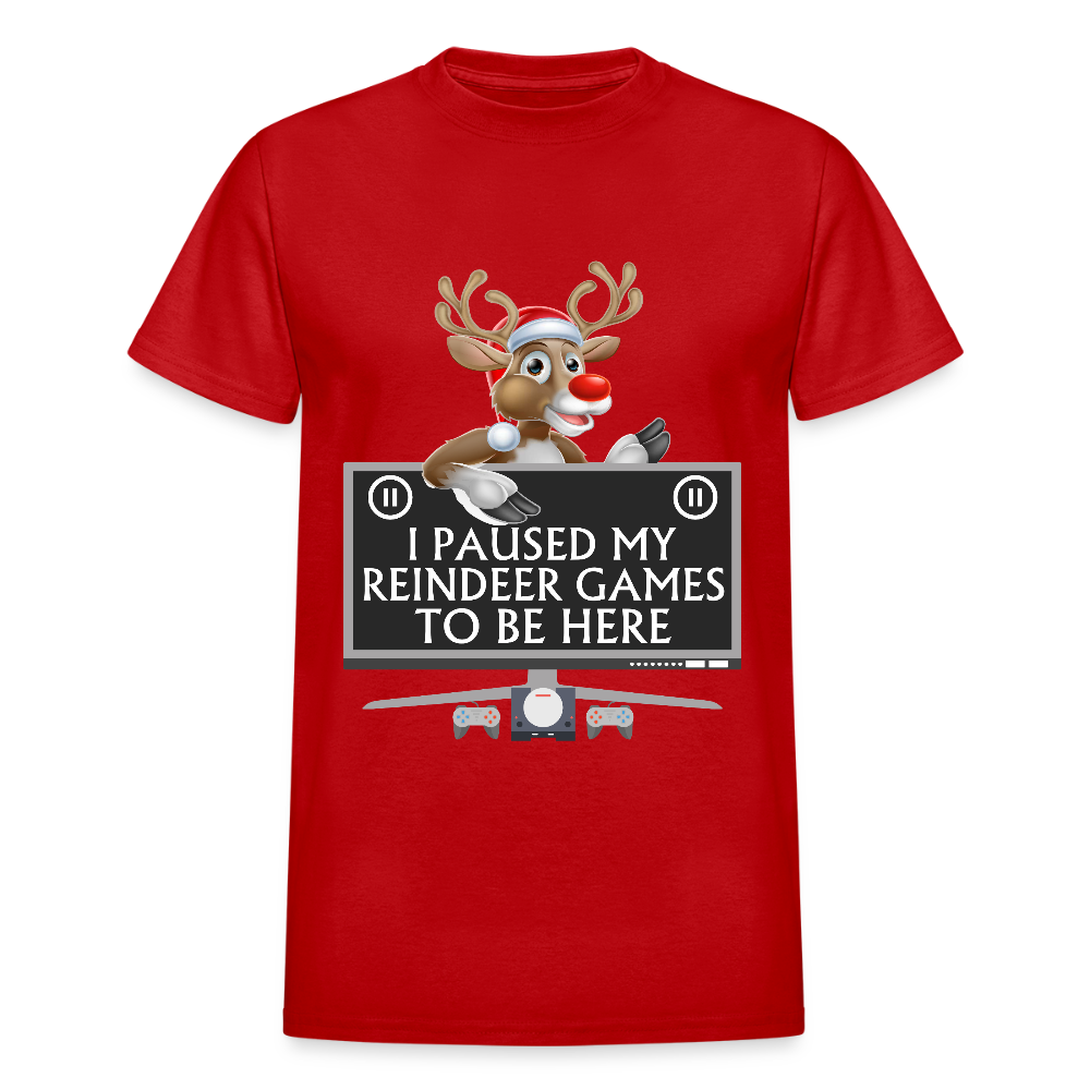 I Paused My Reindeer Game To Be Here Shirt, Gamer Shirt, Christmas Valentines Gift, Gamer Gift, Funny Gaming Shirt, Brothers Gift, Rudolph The Red Nose Reindeer Shirt. - red