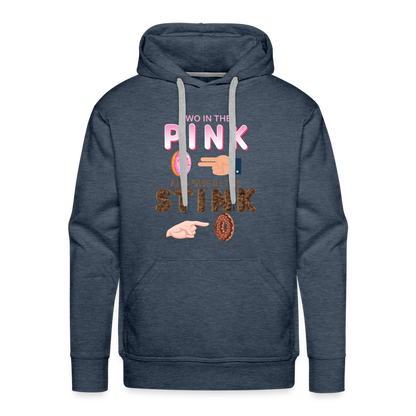 Adult Humor Shirt, The Shocker Symbol Hoodie, Inappropriate adult sexual humor, 2 in the pink, 1 in the stink, butt play anal joke, Two, One - heather denim