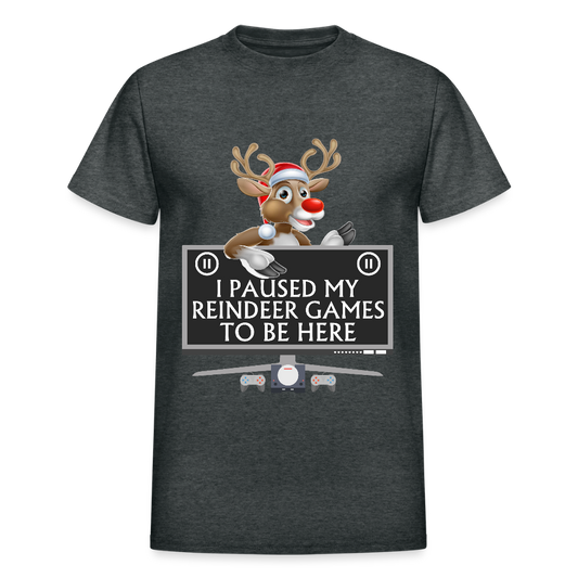 I Paused My Reindeer Game To Be Here Shirt, Gamer Shirt, Christmas Valentines Gift, Gamer Gift, Funny Gaming Shirt, Brothers Gift, Rudolph The Red Nose Reindeer Shirt. - deep heather