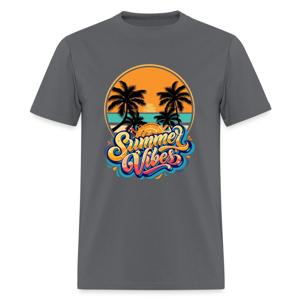 Summer Vibes Shirt, Vacation Holiday T-Shirt, Sunshine Shirt, Palm Tree T-Shirt, Beach Shirt, Vacation Holiday Shirt, Birthday Gift idea, Father Day Gift, Mothers Day Gift, Gift For Him, Gift For Her, Vacation Gift Idea - charcoal