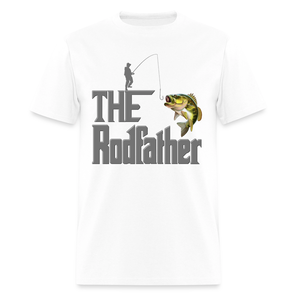 The Rodfather T-Shirt, Funny Fishing, Fishing Rod Shirt, Lake Lover Shirt, Fishing Gift For Men, Dad Fishing Shirt, Father Day Shirt - white