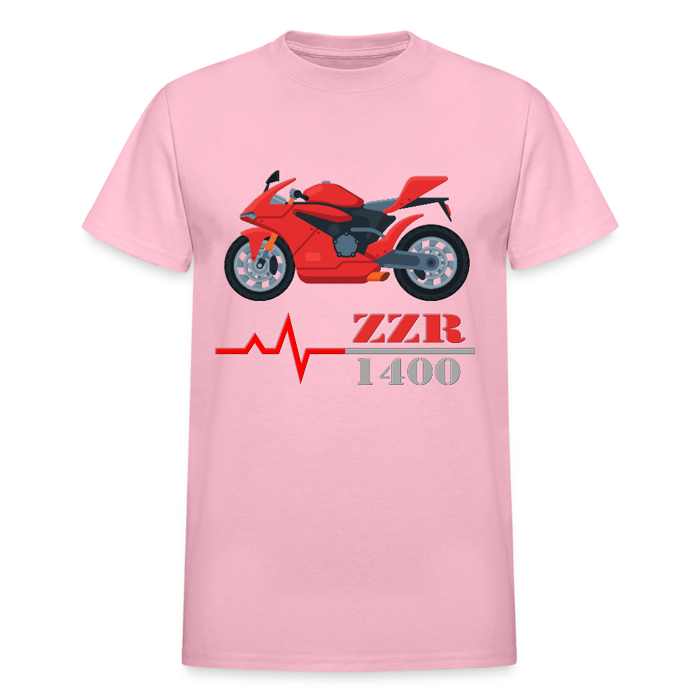 Motorcycle Heartbeat ZZR 1400 T-Shirt - Best Sports Bike Gift Idea For Him Her Boys Girls Tee - light pink