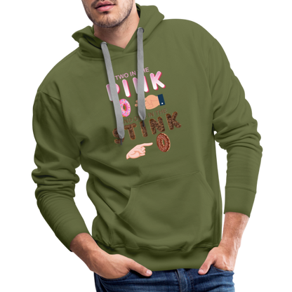Adult Humor Shirt, The Shocker Symbol Hoodie, Inappropriate adult sexual humor, 2 in the pink, 1 in the stink, butt play anal joke, Two, One - olive green