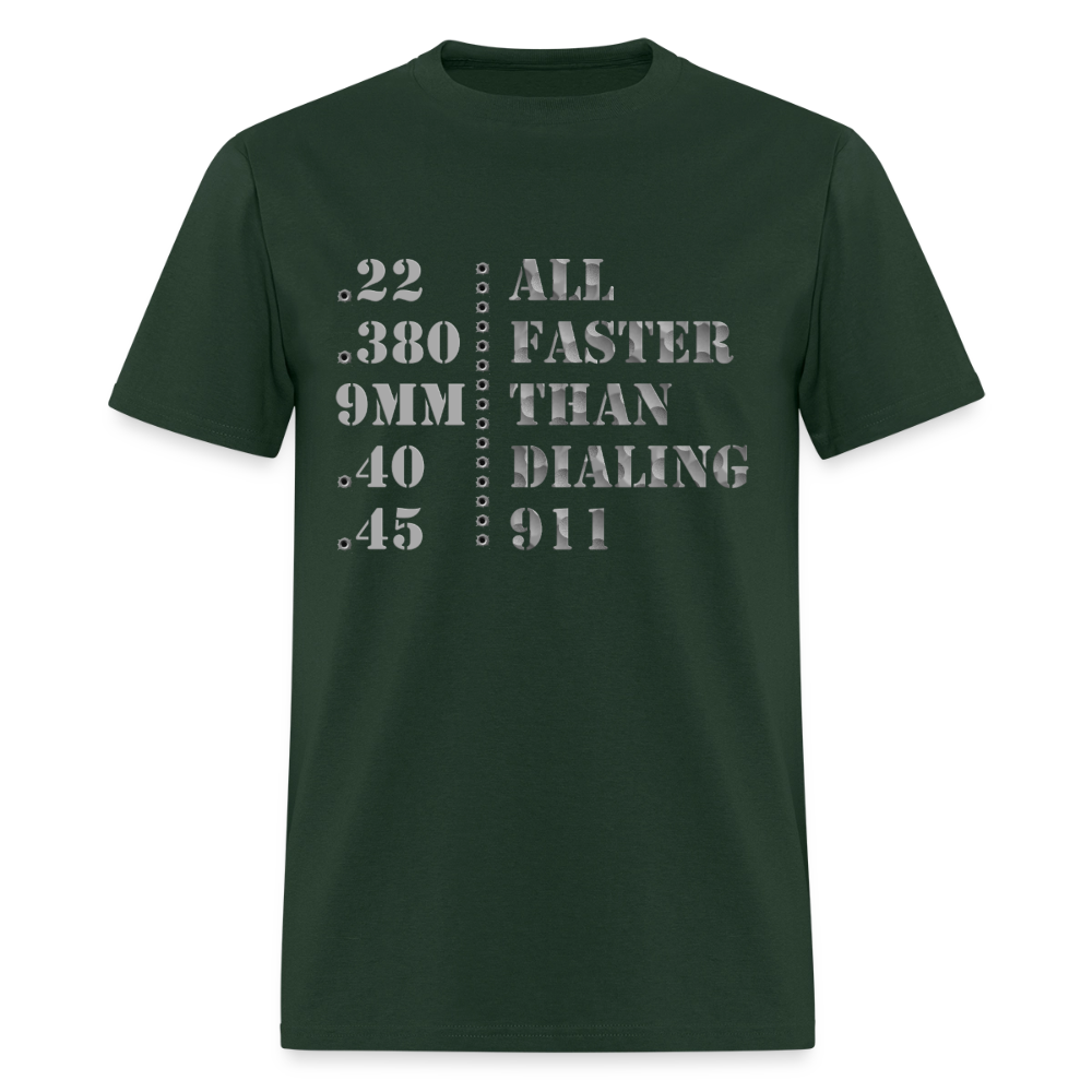 22 380 9mm 40 45 Gun Shirt, All Faster Than Dialing 911, Gun Lover Shirt, Long Range Shooting Shirt, Rifle Shirt, Bullet Hole Shirt,  Gun Lover Gift,  Bullet Gun Shirt, Funny Bullet Gun, Gun Lover, - forest green