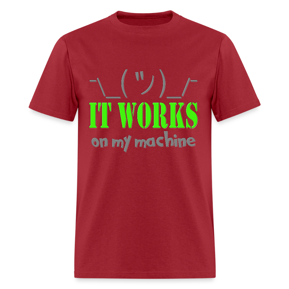 It works on my Machine Shirt, Funny Coding Shirt, Programming Gift Shirt, For Him Her Tee Shirt T-Shirt - dark red