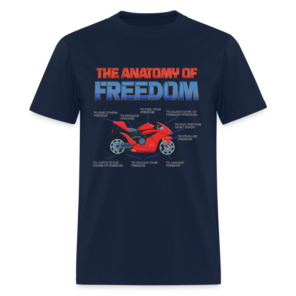 Motorcycle Gift, The Anatomy Of Freedom Shirt, Biker Lover Gift, Gift For Biker, Motor Cross, Motorcycle Anatomy - navy