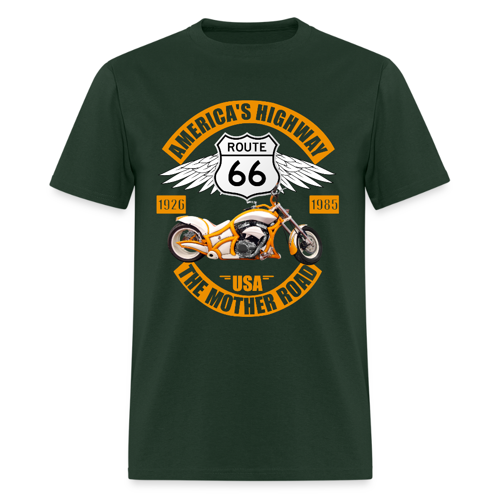 Route 66 Shirt, America's Road, Fathers Day Gift, Mother Road, Route 66 T-Shirt, Road Trip Shirt, Route 66 USA Motorcycle Biker Souvenir Tee - forest green