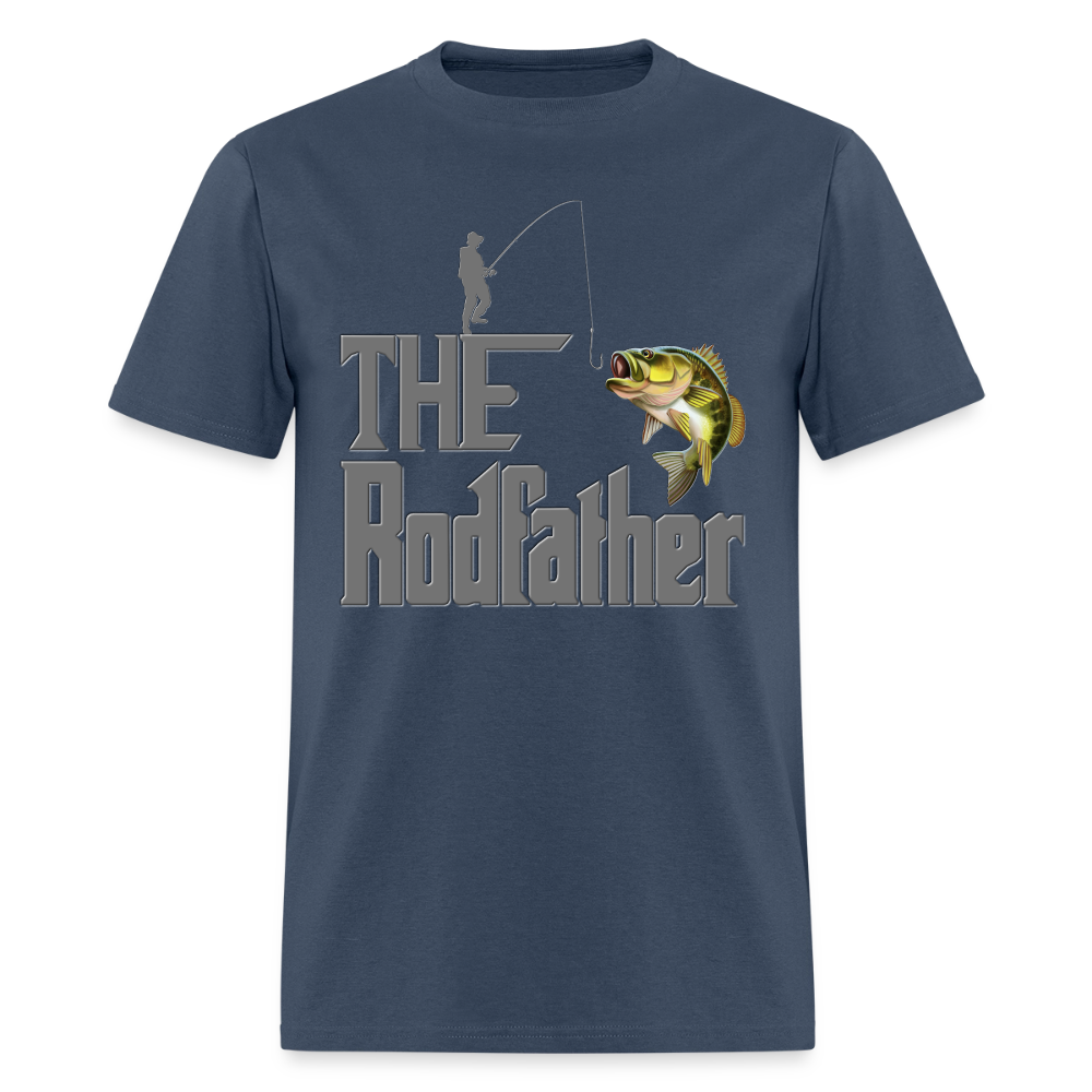 The Rodfather T-Shirt, Funny Fishing, Fishing Rod Shirt, Lake Lover Shirt, Fishing Gift For Men, Dad Fishing Shirt, Father Day Shirt -  blue dusk