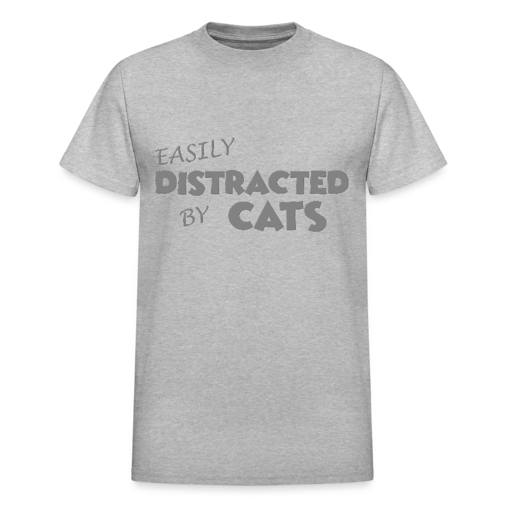 Easily Distracted By Cats Shirt, Cat Lover Shirt, Cat Lover T-Shirt, Funny Cat Shirt, Cat Saying Shirt, Cat Slogan Shirt, Cat Tee - heather gray