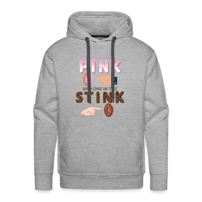Adult Humor Shirt, The Shocker Symbol Hoodie, Inappropriate adult sexual humor, 2 in the pink, 1 in the stink, butt play anal joke, Two, One - heather grey