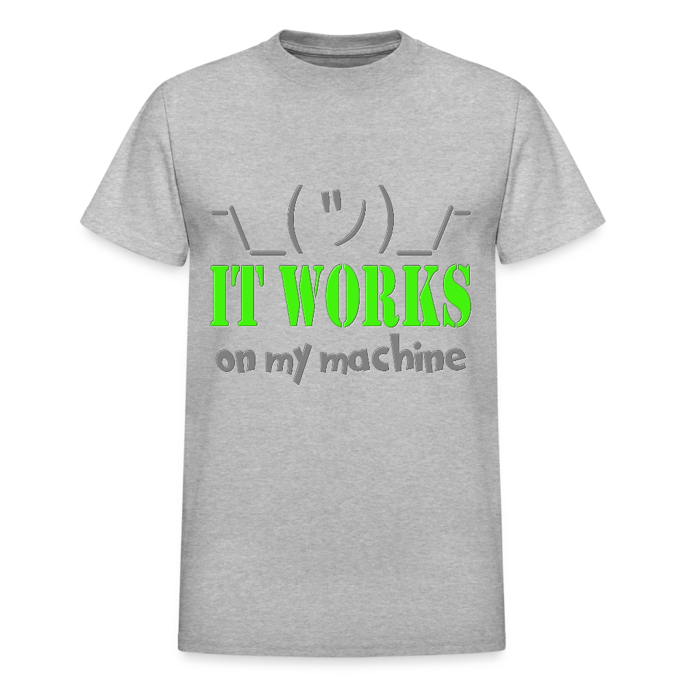 It works on my Machine Shirt, Funny Coding Shirt, Programming Gift Shirt, For Him Her Tee Shirt T-Shirt - heather gray