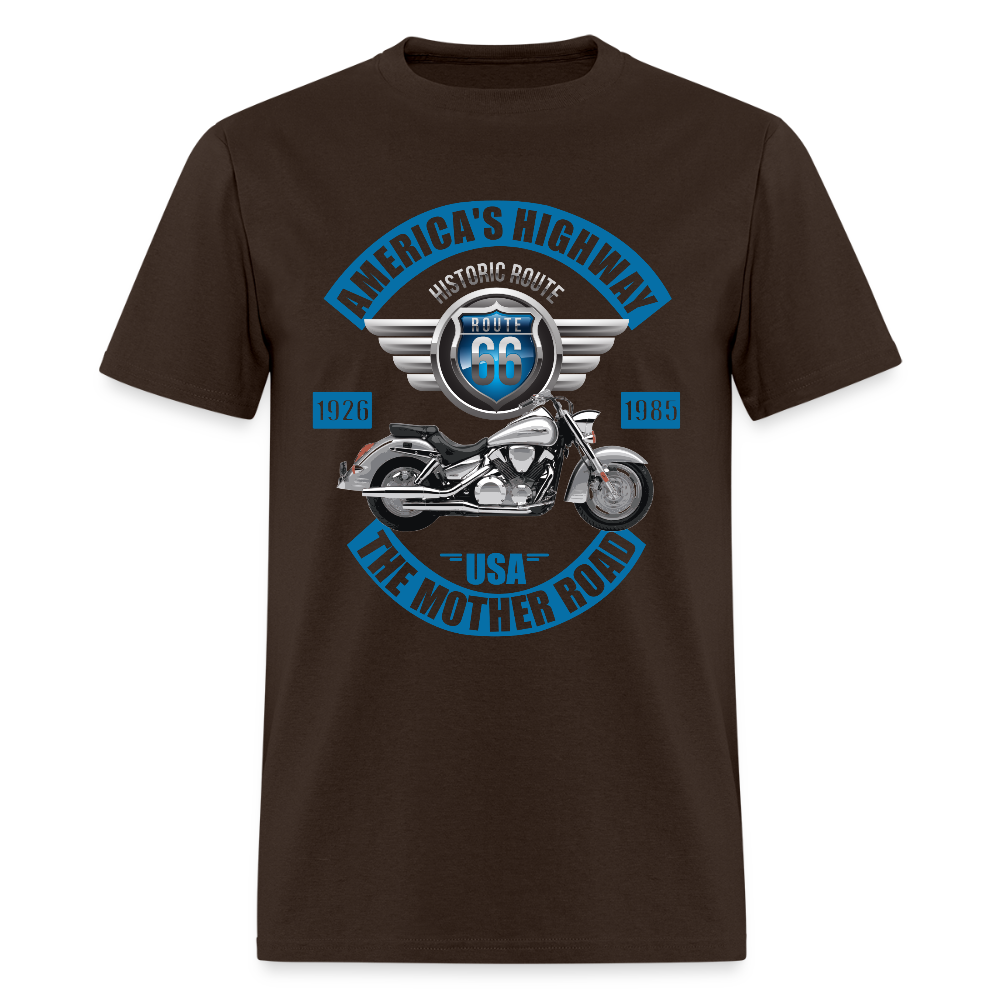 Americas Road, Route 66 Shirt, Fathers Day Gift, Mother Road, Route 66 T-Shirt, Road Trip Shirt, Route 66 Usa Motorcycle Biker Souvenir Tee - brown