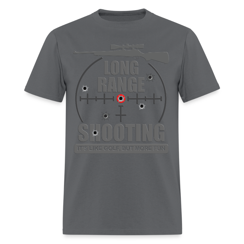Long Range Shooting Shirt, Rifle Shirt, It's Like Golf But More Fun, Bullet Hole Shirt,  Gun Lover Gift,  Bullet Gun Shirt, Funny Bullet Gun, Gun Lover, Veteran Gift, Pew T-shirt. - charcoal