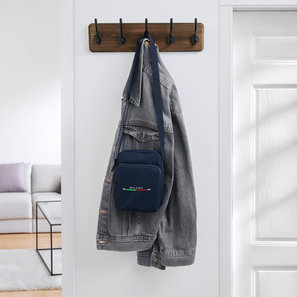 Milano Upright Crossbody Bag, Milan Upright Crossbody Bag, Vacation Holiday Milano Upright Crossbody Bag,   Italia Upright Crossbody Bag, Italian Flag Upright Crossbody Bag, Italian Gift Idea, Italy Upright Crossbody Bag - navy