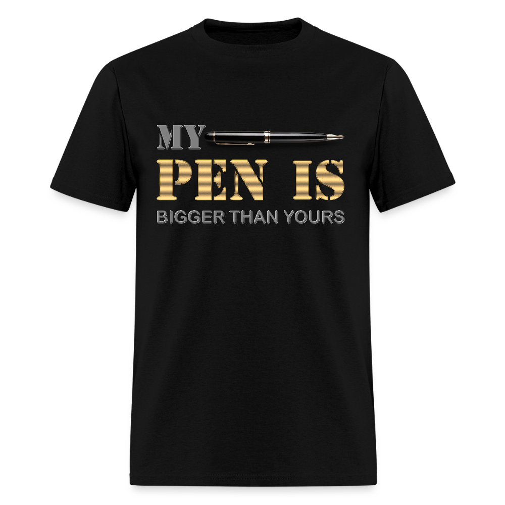 My Pen Is Bigger Than Yours Shirt, Funny Penis Shirt, Sex Saying Quote Gift Idea Tee T-Shirt, Valentines Day Gift For Him, Adult Humor, The Shocker Symbol - black