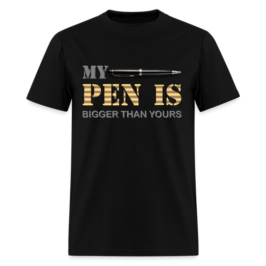 My Pen Is Bigger Than Yours Shirt, Funny Penis Shirt, Sex Saying Quote Gift Idea Tee T-Shirt, Valentines Day Gift For Him, Adult Humor, The Shocker Symbol - black