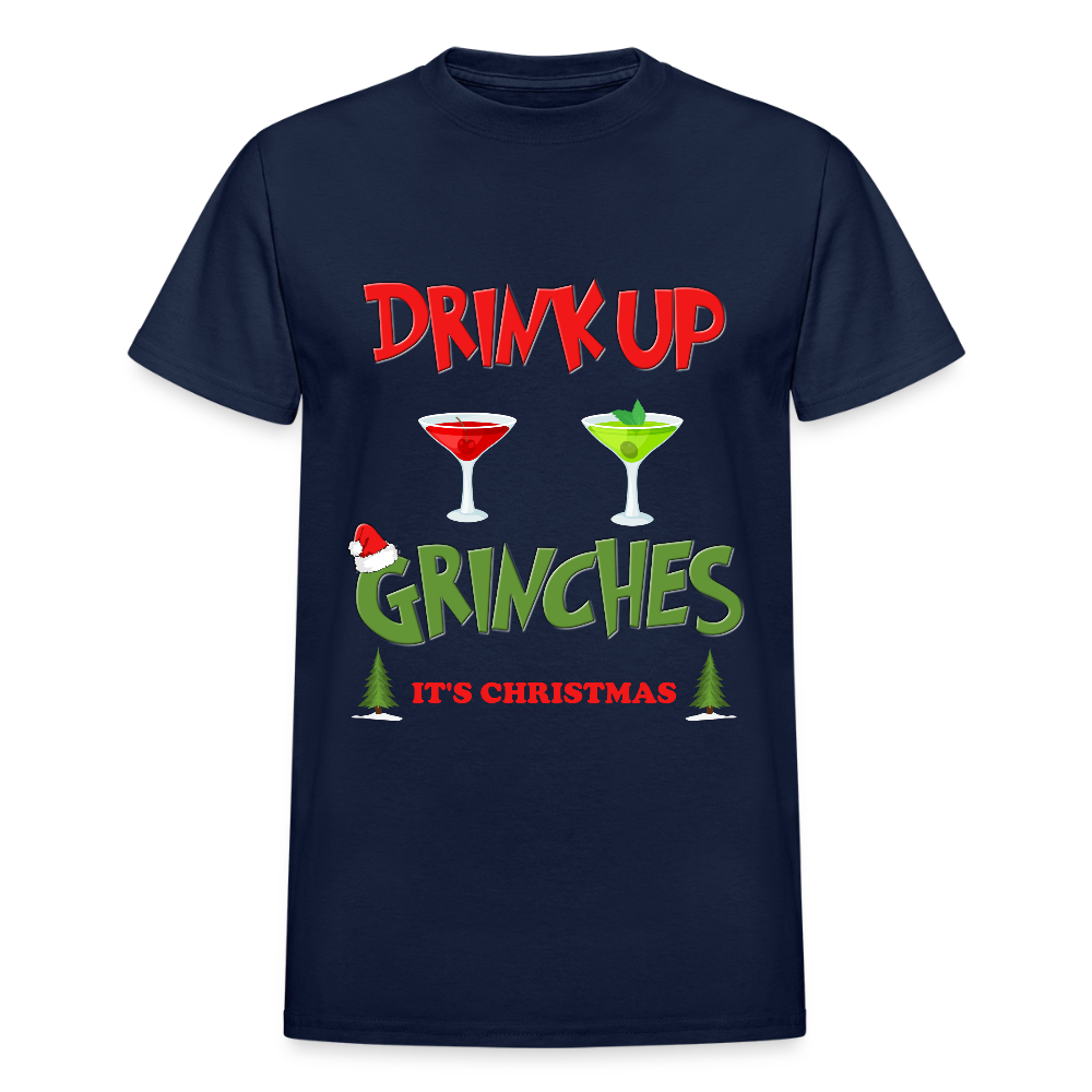 Drink Up Grinches Shirt, Christmas Gifts, Holiday Party, Funny Christmas Shirt, Family Christmas Shirts, Funny Holiday, What Up Grinches Tee, It's Christmas Shirt - navy