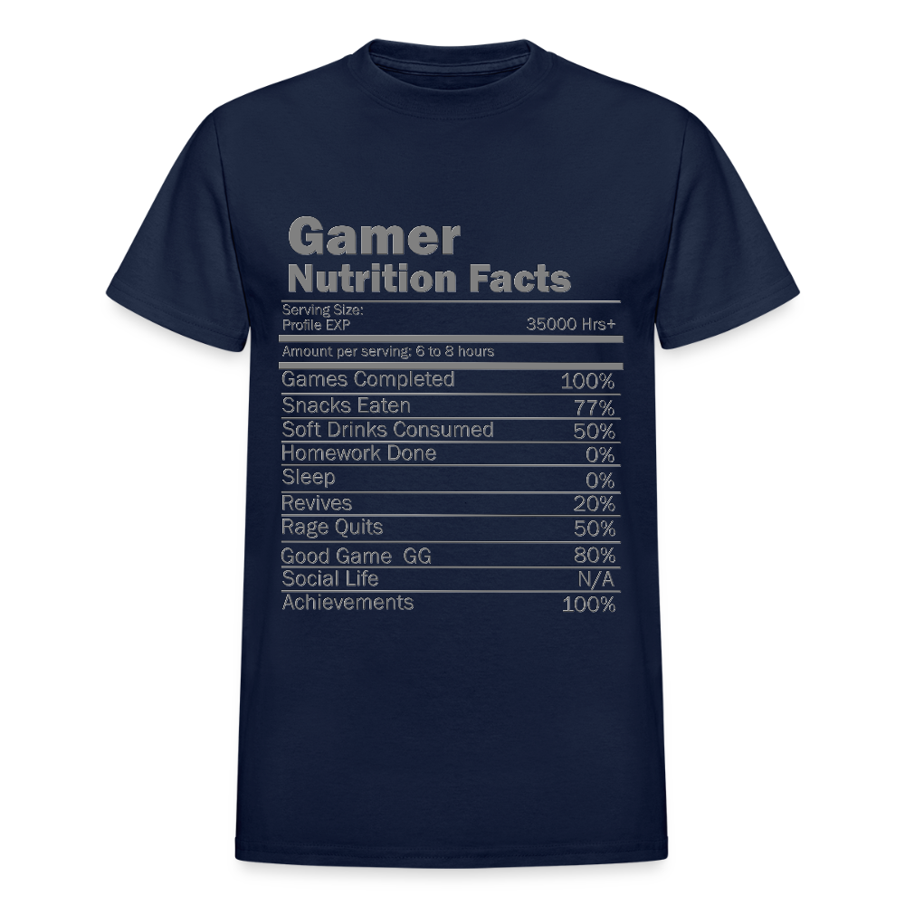 Gamer Nutrition Facts Video Game Shirt, Birthday Gift, Valentine Gift Gift For Gamer, Gamer Gift, Valentine's Day Gift, Gift For Him - navy