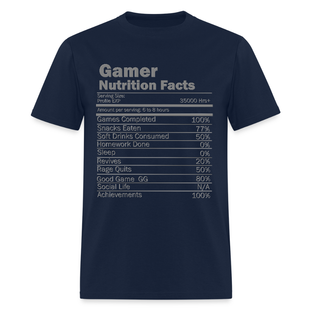 Gamer Nutrition Facts Video Game Shirt, Birthday Gift, Valentine Gift Gift For Gamer, Gamer Gift, Valentine's Day Gift, Gift For Him - navy