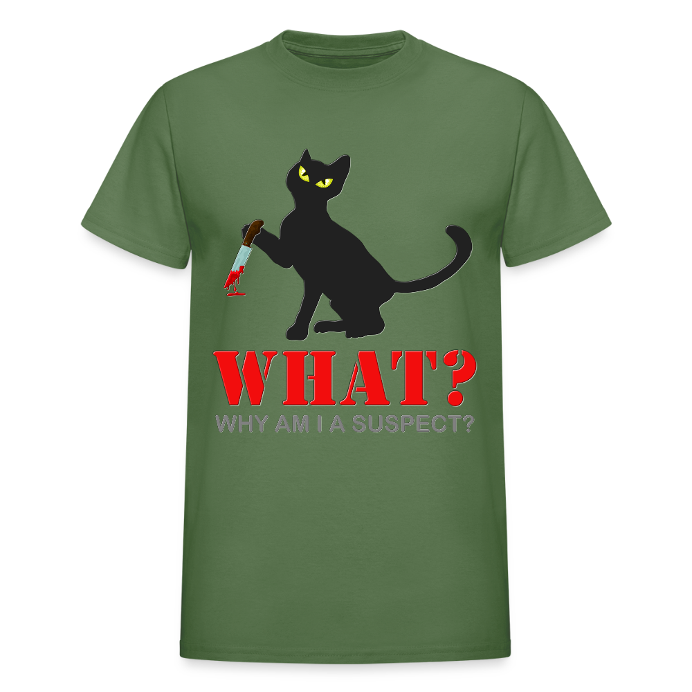 Halloween Cat Shirt, Why Am I A Suspect Shirt, Murderous Cat With Knife T-Shirt, Murderous Cat Shirt, Mens Premium T-Shirt - military green