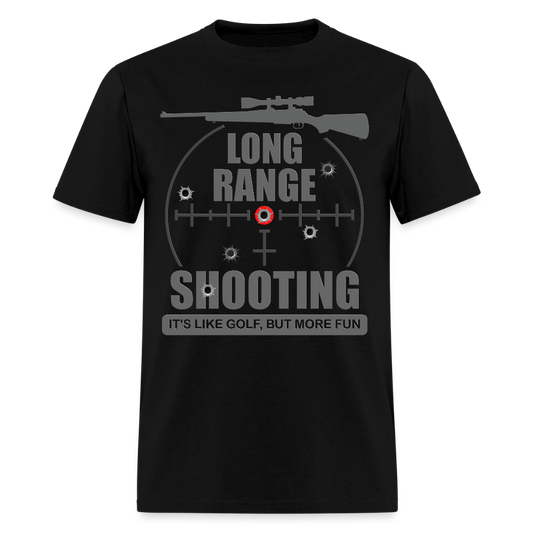 Long Range Shooting Shirt, Rifle Shirt, It's Like Golf But More Fun, Bullet Hole Shirt,  Gun Lover Gift,  Bullet Gun Shirt, Funny Bullet Gun, Gun Lover, Veteran Gift, Pew T-shirt. - black