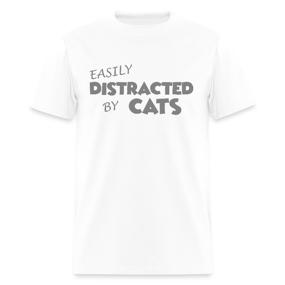 Easily Distracted By Cats Shirt, Cat Lover Shirt, Cat Lover T-Shirt, Funny Cat Shirt, Cat Saying Shirt, Cat Slogan Shirt, Cat Tee - white