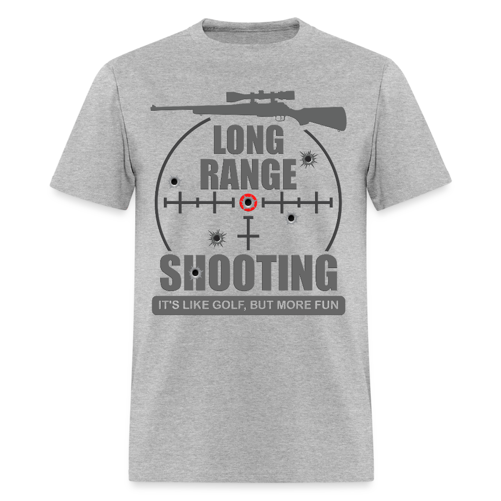 Long Range Shooting Shirt, Rifle Shirt, It's Like Golf But More Fun, Bullet Hole Shirt,  Gun Lover Gift,  Bullet Gun Shirt, Funny Bullet Gun, Gun Lover, Veteran Gift, Pew T-shirt. - heather gray