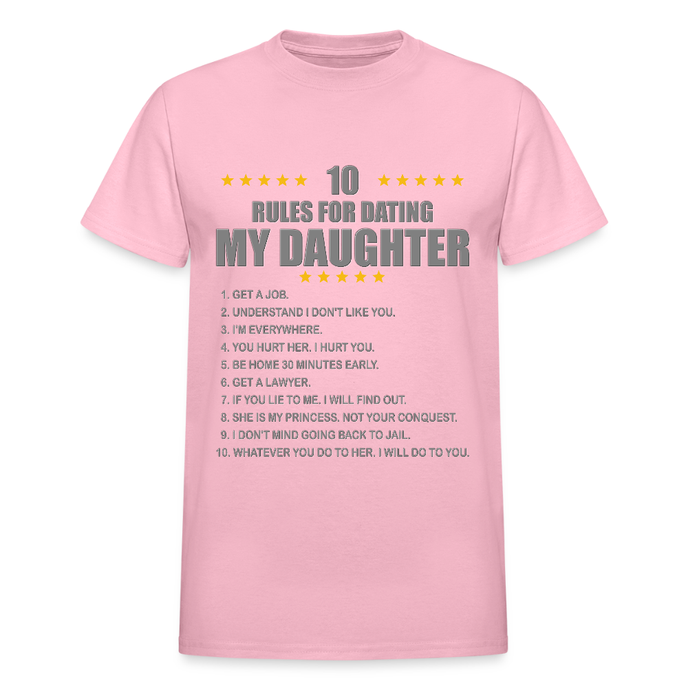 Gift For Father, Gift For Daddy, 10 Rules For Dating My Daughter T shirt, Shirt T-Shirt Gift For Father, Gift For Dad, Number One Star Dad For Him - light pink