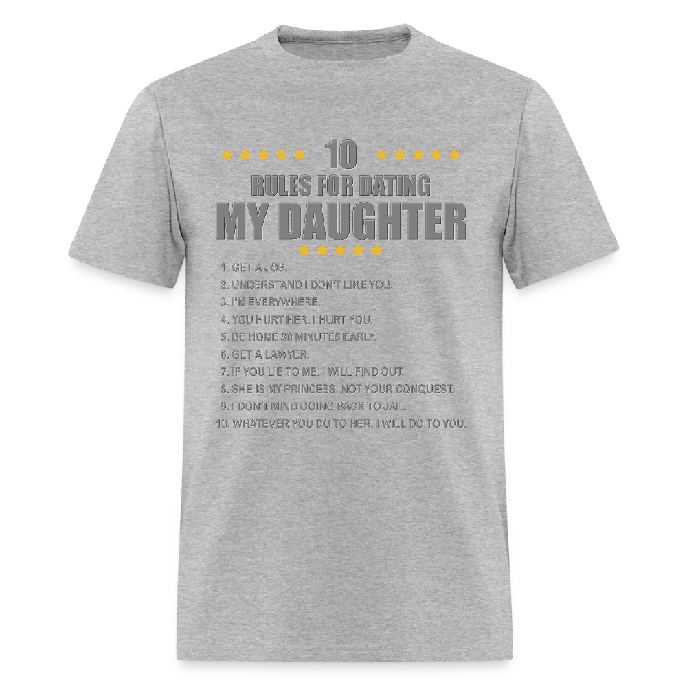Gift For Father, Gift For Daddy, 10 Rules For Dating My Daughter T shirt, Shirt T-Shirt Gift For Father, Gift For Dad, Number One Star Dad For Him - heather gray
