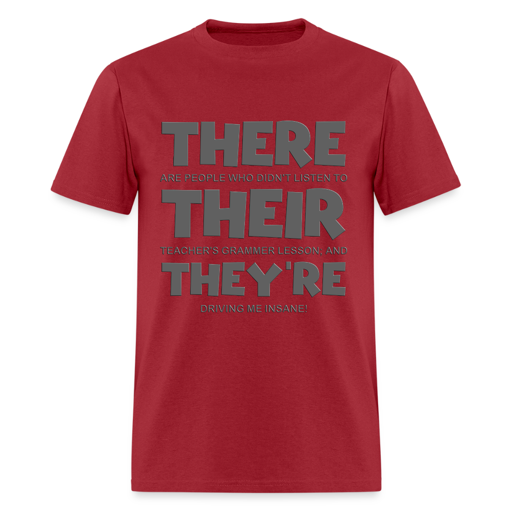 There Their They're Shirt, English Grammar, Funny Humor Teacher T-Shirt, Funny Shirt, Teaching Shirt, ESL School Shirt, English Teaching Shirt - dark red