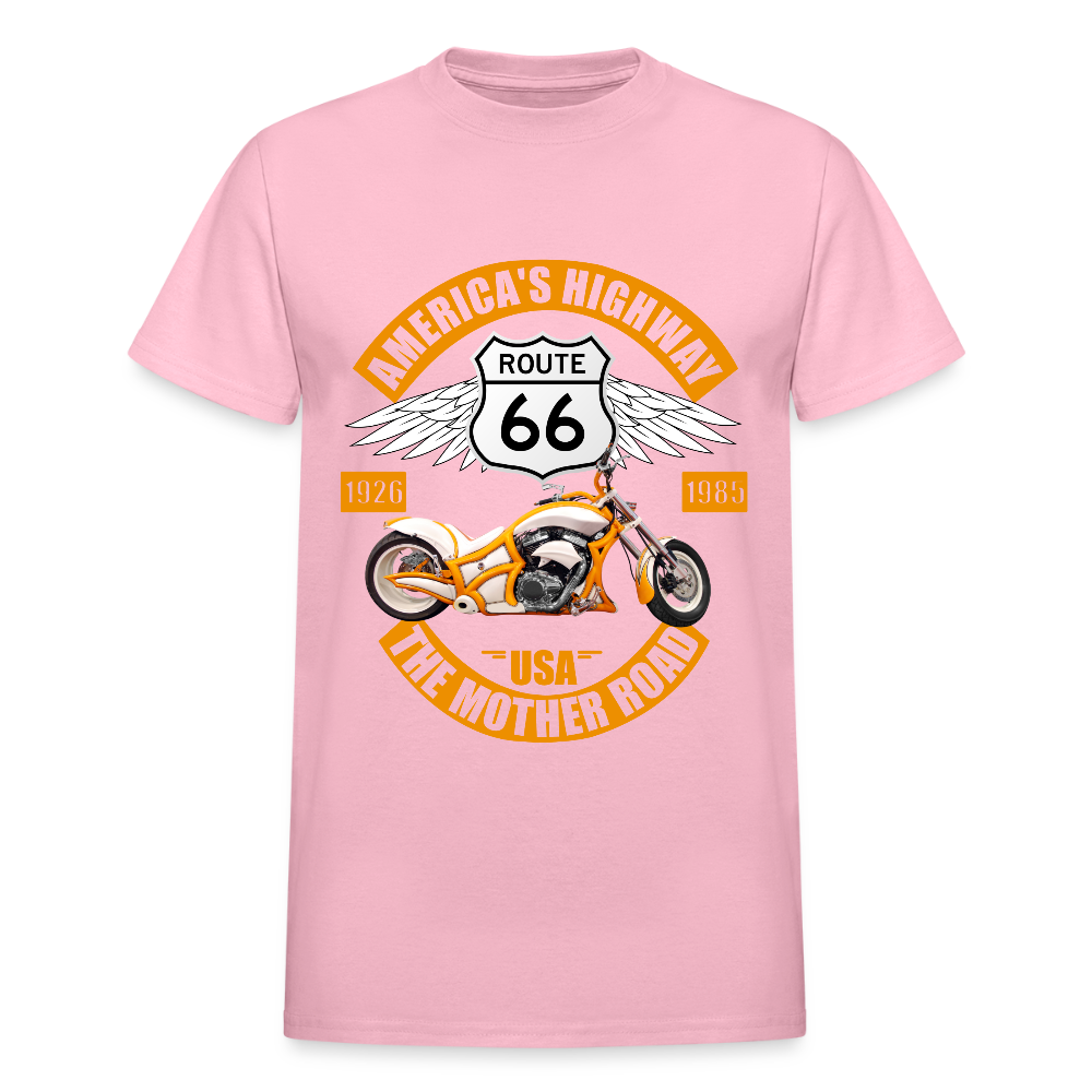 Route 66 Shirt, America's Road, Fathers Day Gift, Mother Road, Route 66 T-Shirt, Road Trip Shirt, Route 66 USA Motorcycle Biker Souvenir Tee - light pink