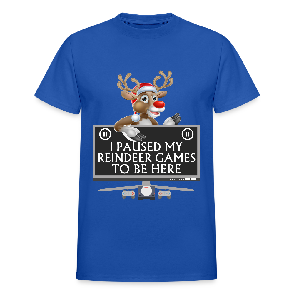 I Paused My Reindeer Game To Be Here Shirt, Gamer Shirt, Christmas Valentines Gift, Gamer Gift, Funny Gaming Shirt, Brothers Gift, Rudolph The Red Nose Reindeer Shirt. - royal blue