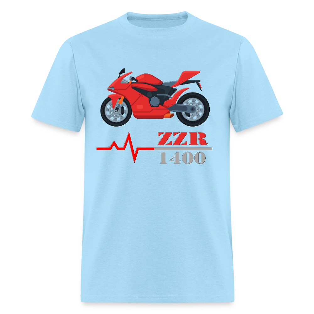 Motorcycle Heartbeat ZZR 1400 T-Shirt - Best Sports Bike Gift Idea For Him Her Boys Girls Tee - powder blue