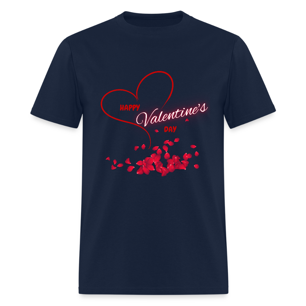 Happy Valentines Day Shirt, Valentines Day Gift,  Valentine For Him Her, Hearts, Rose Petals, Happy Valentines Day Gift, Men Valentines Day Gift, Women Valentine Gift - navy