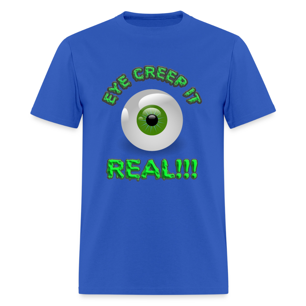 Creep It Real, Eye Creep It Real, Halloween, Scary, skull, haunted, horror, spook, howl, scream, party, October, dead, coffin, creepy, Women's Cropped T-Shirt - royal blue