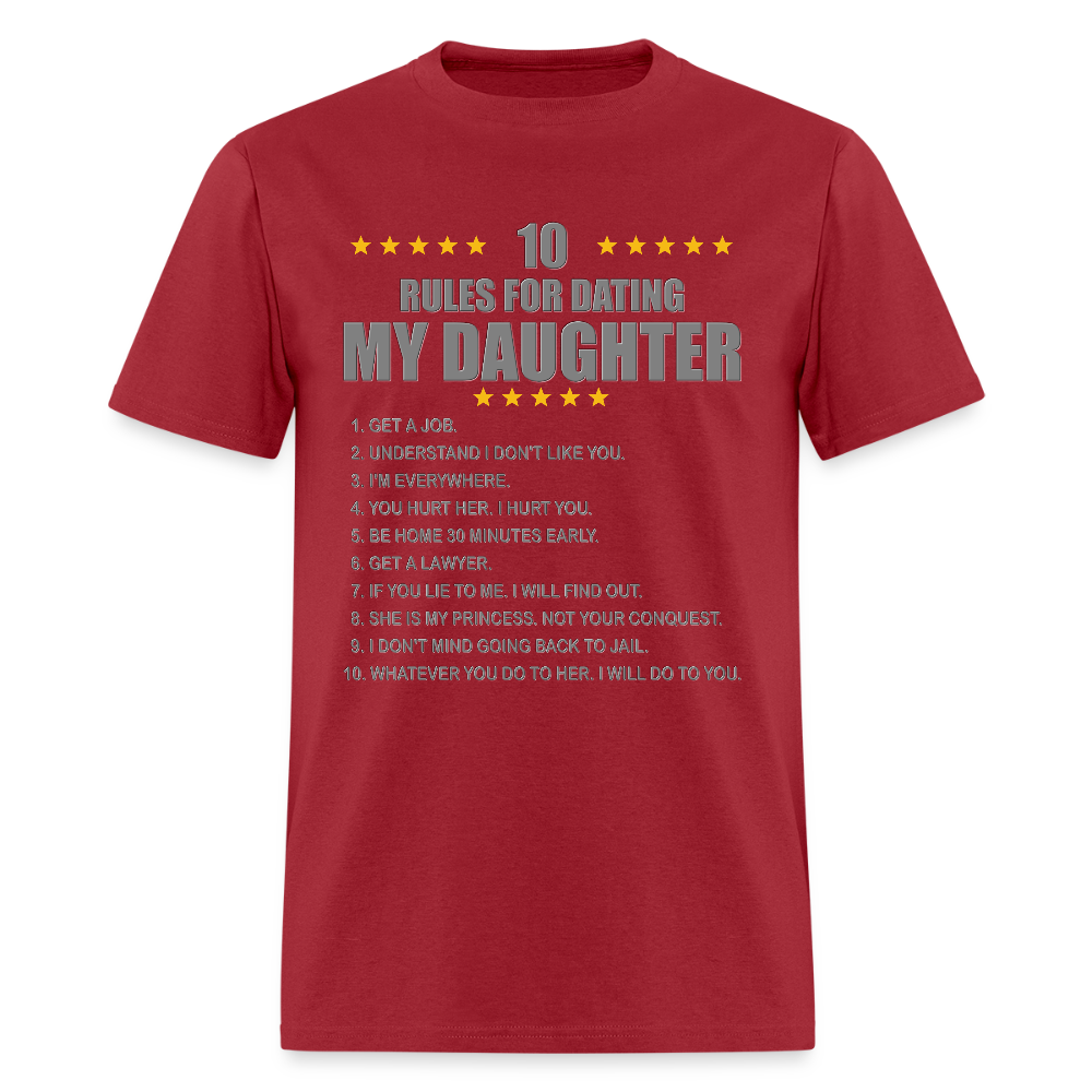 Gift For Father, Gift For Daddy, 10 Rules For Dating My Daughter T shirt, Shirt T-Shirt Gift For Father, Gift For Dad, Number One Star Dad For Him - dark red